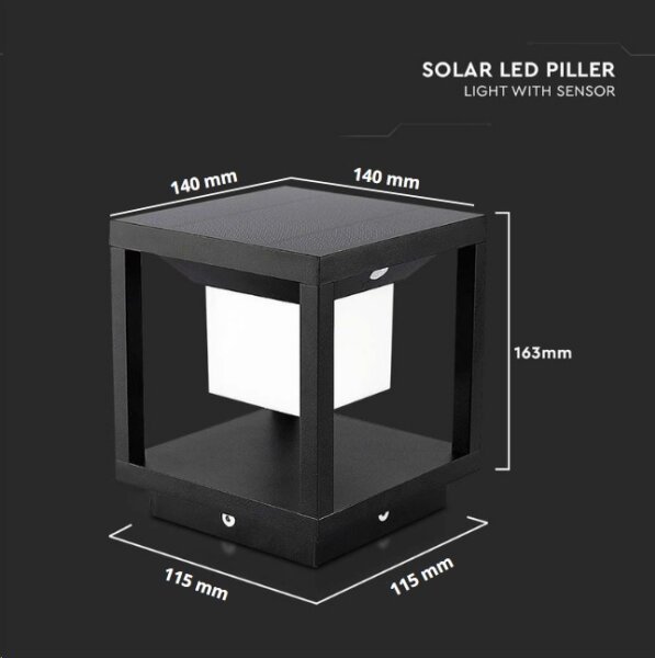 LED Solární svítidlo se senzorem LED/2W/5,5V 3000K IP65 2600 mAh černá