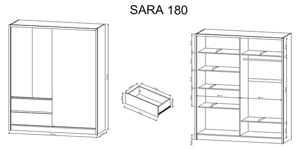 Šatní skříň SARA 180 Bílá