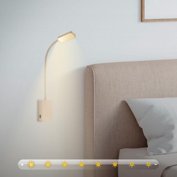 BRILONER Cielo lampa na čtení - 2W, 200lm, LED, nabíjecí, stmívatelné, dotykový vypínač, bezdrátové, béžová 2361011