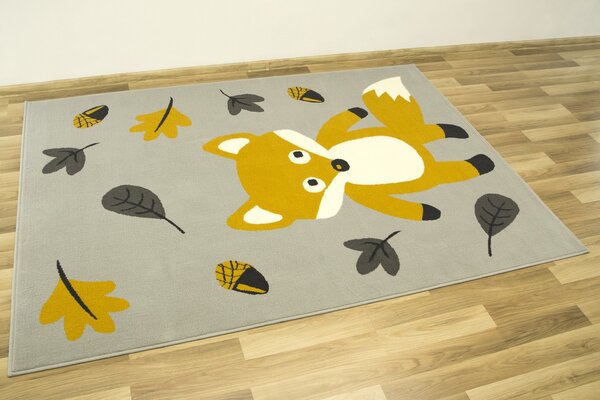 Associated Weavers Dětský kusový koberec LUNA KIDS 534431/89945 Liška světle šedý / hořčicový Rozměr: 100x150 cm