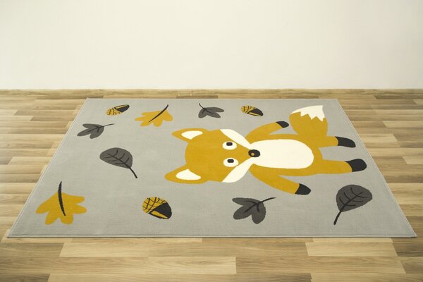 Associated Weavers Dětský kusový koberec LUNA KIDS 534431/89945 Liška světle šedý / hořčicový Rozměr: 100x150 cm