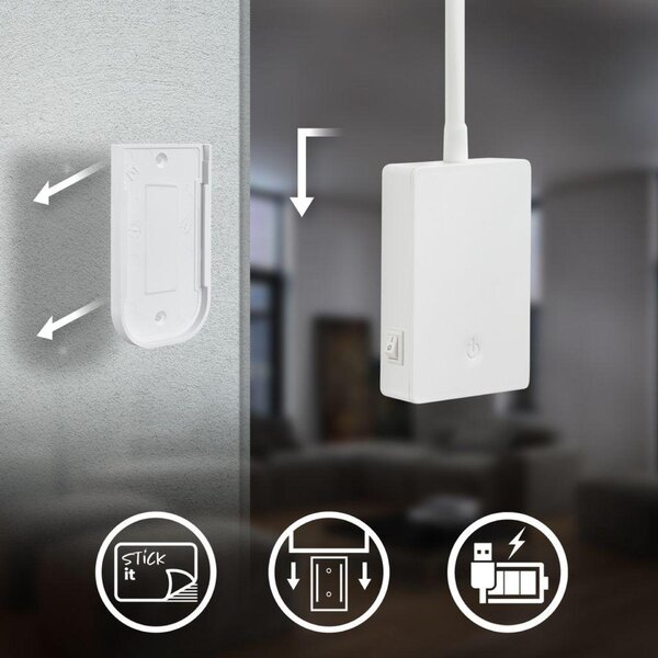 BRILONER Cielo lampa na čtení - 2W, 200lm, LED, nabíjecí, stmívatelné, dotykový vypínač, bezdrátové, bílé 2361016