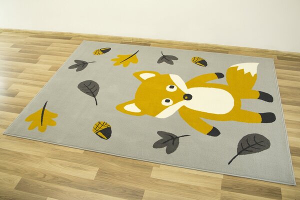 Associated Weavers Dětský kusový koberec LUNA KIDS 534431/89945 Liška světle šedý / hořčicový Rozměr: 100x150 cm