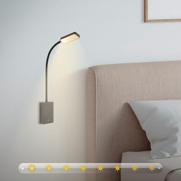 BRILONER Cielo lampa na čtení - 2W, 200lm, LED, nabíjecí, stmívatelné, dotykový vypínač, bezdrátové, černá 2361015