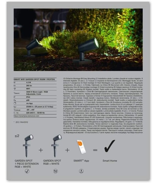 Ledvance - LED RGBW Venkovní lampa SMART+ SPOT LED/4,5W/230V IP65 Wi-Fi