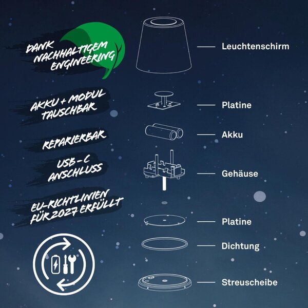 BRILONER Cielo LED stojanová bezdrátová lampa, stmívatelná, dotykový vypínač, černá 1502015