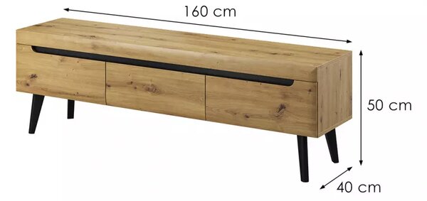 Piaski Televizní stolek Nordi 160 cm černý/dub artisan