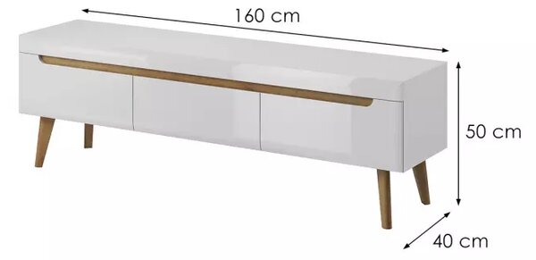 Piaski Televizní stolek Nordi 160 cm bílý/dub Riviéra