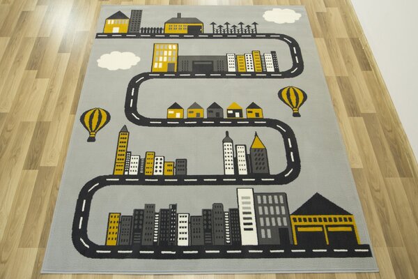 Balta Dětský kusový koberec LUNA KIDS 534433/89945 Město Cesta šedý Rozměr: 160x225 cm