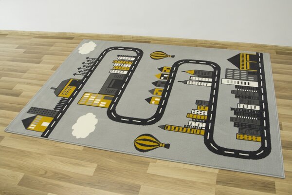 Balta Dětský kusový koberec LUNA KIDS 534433/89945 Město Cesta šedý Rozměr: 160x225 cm