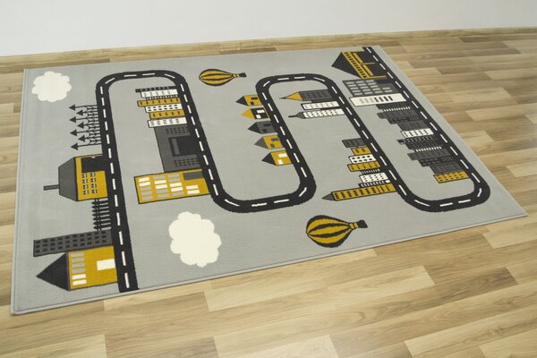Balta Dětský kusový koberec LUNA KIDS 534433/89945 Město Cesta šedý Rozměr: 160x225 cm