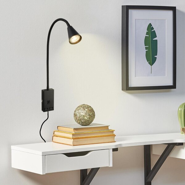 BRILONER Justra lampa na čtení, nastavitelná, 2x USB porty, černá 2175015