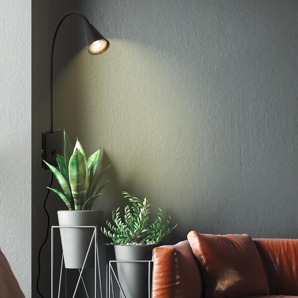 BRILONER Justra lampa na čtení, nastavitelná, 2x USB porty, černá 2175015