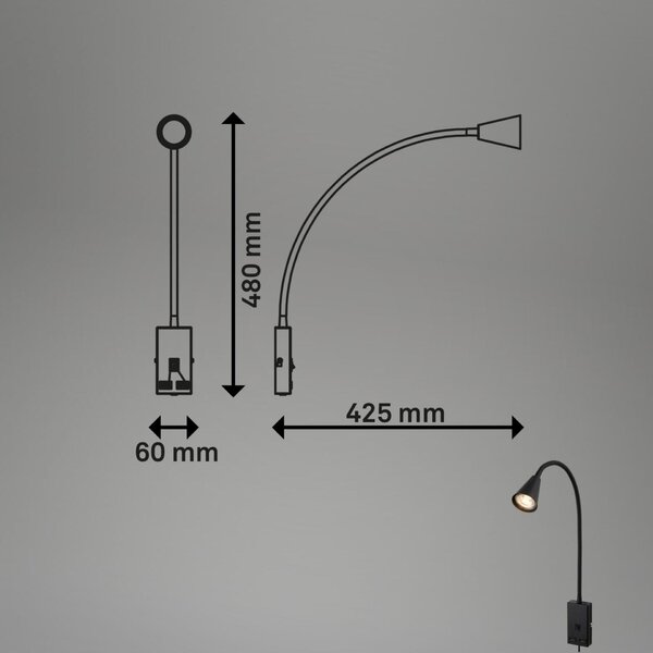 BRILONER Justra lampa na čtení, nastavitelná, 2x USB porty, černá 2175015