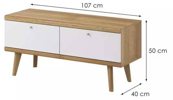 Piaski Televizní stolek Primo 107 cm dub Riviéra/bílý