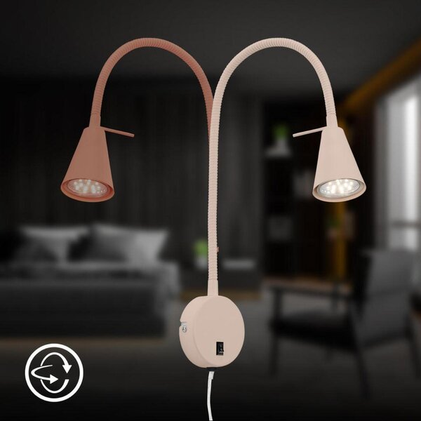 BRILONER Tusa Bett lampa na čtení - 4,7W, 400lm, LED, vypínač, nastavitelná, béžová 2082011