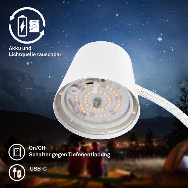 BRILONER Cielo LED stojanová bezdrátová lampa, stmívatelná, dotykový vypínač, bílá 1502016
