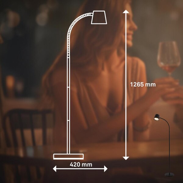 BRILONER Cielo LED stojanová bezdrátová lampa, stmívatelná, dotykový vypínač, černá 1502015