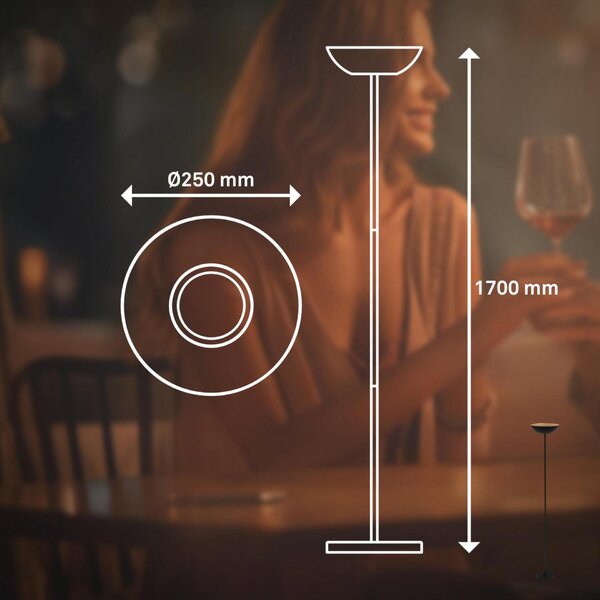 BRILONER Estate LED stojanová bezdrátová lampa, stmívatelné, dotykový vypínač, černá 1500015