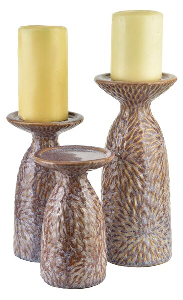 Mondex Keramický svícen YARINE BEIGE 16,5 cm béžový