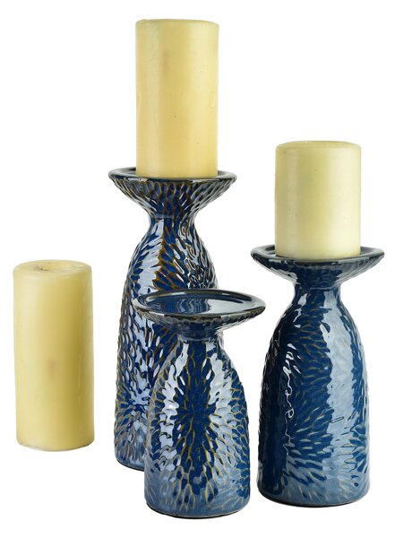 Mondex Keramický svícen YARINE BLUE 16,5 cm modrý