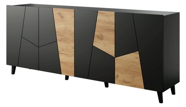 HALMAR Komoda Etna 200 cm černá/dub craft