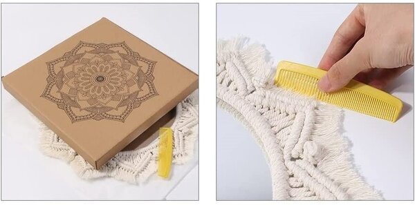 Tutumi Kulaté nástěnné zrcadlo BOHO 55 cm béžové