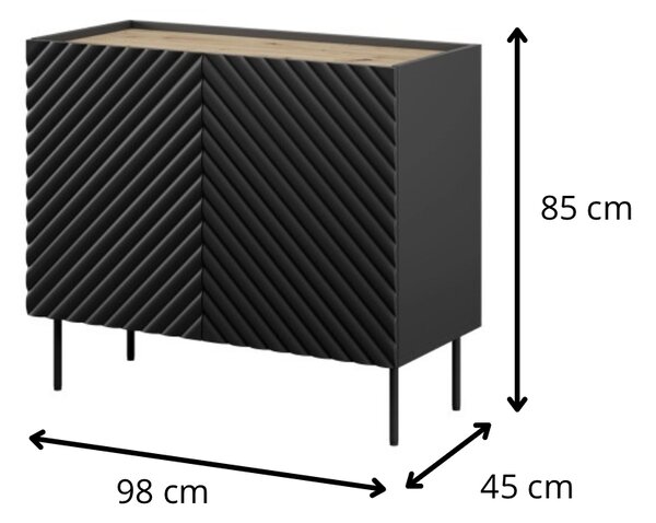 HALMAR Komoda Onda 2D černá/dub artisan