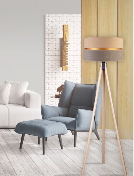 Duolla - Stojací lampa DUO 1xE27/60W/230V pr. 44 cm béžová/šedá/béžová