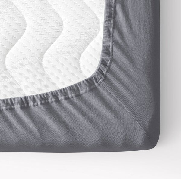 Goldea jersey elastické prostěradlo - tmavě šedé 90 x 200 cm