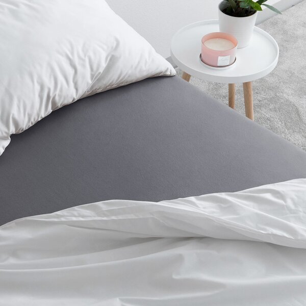 Goldea jersey elastické prostěradlo - tmavě šedé 90 x 200 cm