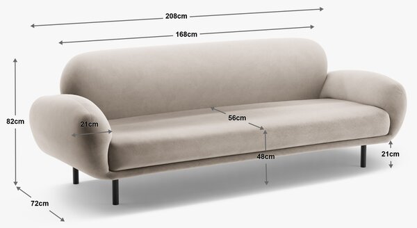 Micadoni Zelená bouclé trojmístná pohovka Poppy 208 cm