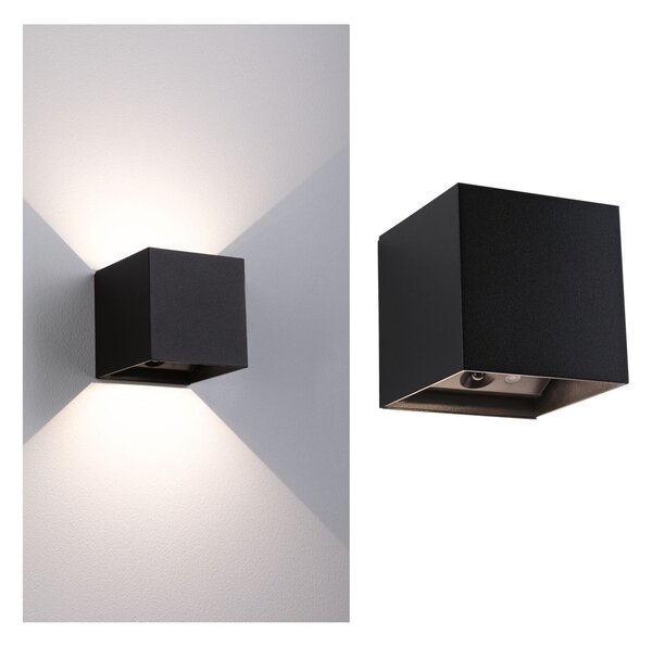 PAULMANN LED nabíjecí nástěnné svítidlo Nyara IP44 3000K 100x100mm 2x1W černá