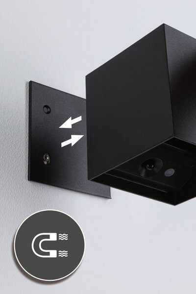 PAULMANN LED nabíjecí nástěnné svítidlo Nyara IP44 3000K 100x100mm 2x1W černá