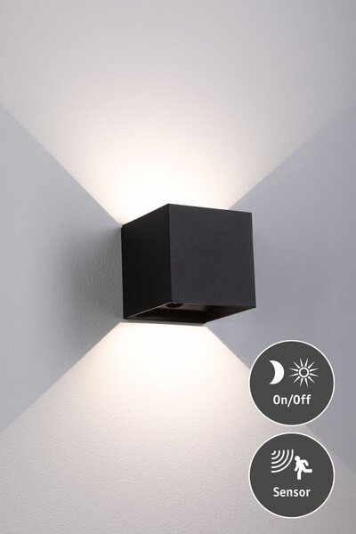 PAULMANN LED nabíjecí nástěnné svítidlo Nyara IP44 3000K 100x100mm 2x1W černá