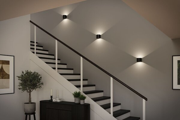 PAULMANN LED nabíjecí nástěnné svítidlo Nyora IP44 3000K 135x120mm 2x1W černá
