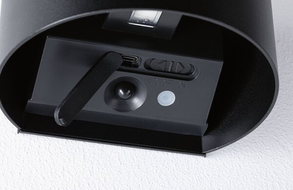 PAULMANN LED nabíjecí nástěnné svítidlo Nyora IP44 3000K 135x120mm 2x1W černá