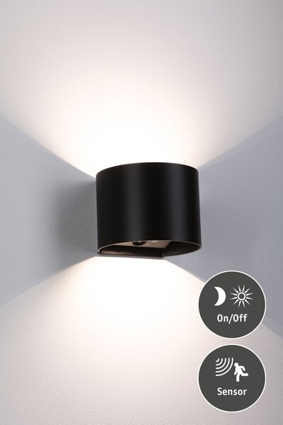 PAULMANN LED nabíjecí nástěnné svítidlo Nyora IP44 3000K 135x120mm 2x1W černá