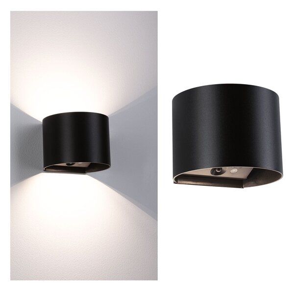 PAULMANN LED nabíjecí nástěnné svítidlo Nyora IP44 3000K 135x120mm 2x1W černá