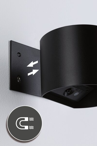 PAULMANN LED nabíjecí nástěnné svítidlo Nyora IP44 3000K 135x120mm 2x1W černá