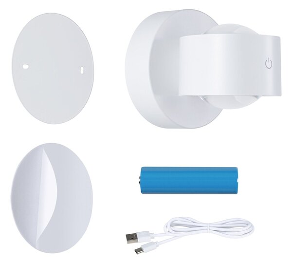 PAULMANN LED nabíjecí nástěnné svítidlo Zorik IP44 stmívatelné 2700K 100mm 2x1,1W bílá