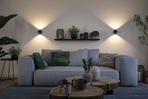 PAULMANN LED nabíjecí nástěnné svítidlo Zorik IP44 stmívatelné 2700K 100mm 2x1,1W černá