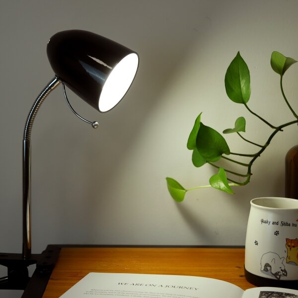 Aigostar - Stolní lampa s klipem 1xE27/11W/230V černá/chrom