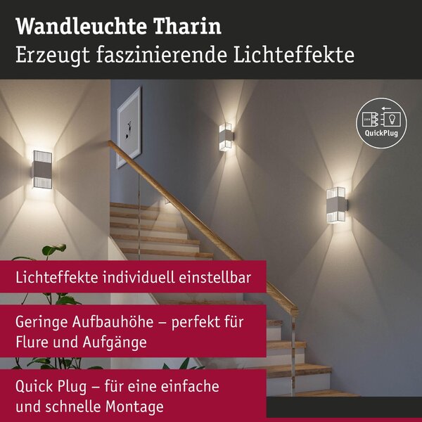PAULMANN LED nástěnné svítidlo Tharin IP44 3000K 120x104mm 2x3,7W bílá