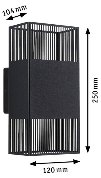 PAULMANN LED nástěnné svítidlo Tharin IP44 3000K 120x104mm 2x3,7W černá