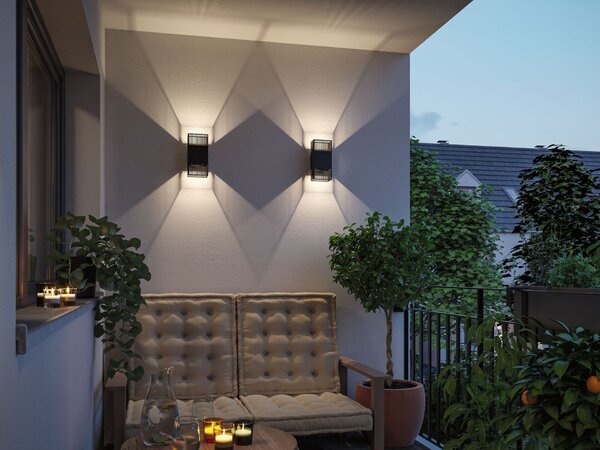 PAULMANN LED nástěnné svítidlo Tharin IP44 3000K 120x104mm 2x3,7W černá