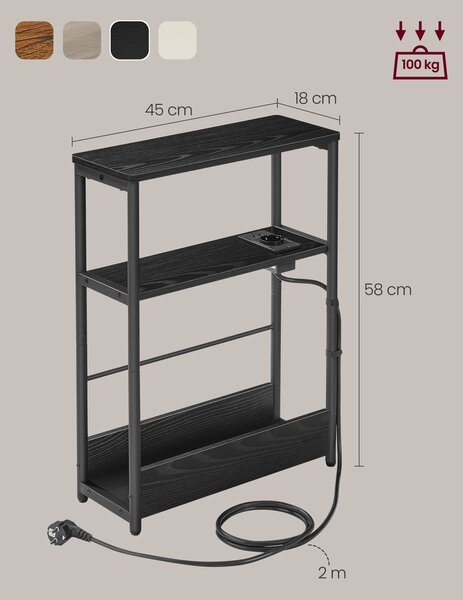 SONGMICS Odkládací stolek s USB Vasagle Blend černý