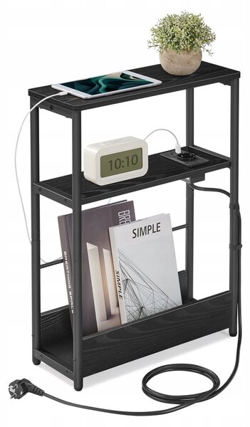SONGMICS Odkládací stolek s USB Vasagle Blend černý