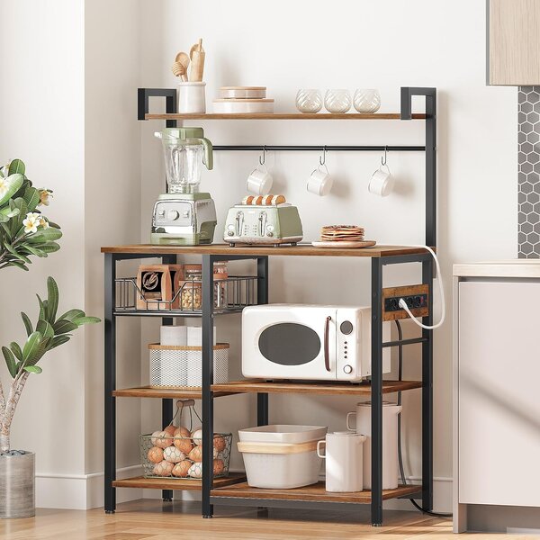 Kuchyňský regál Vasagle Emmi 90 cm se zásuvkami hnědý/černý