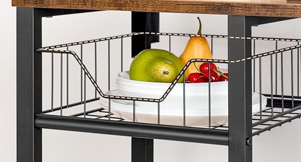 Kuchyňský regál Vasagle Emmi 90 cm se zásuvkami hnědý/černý